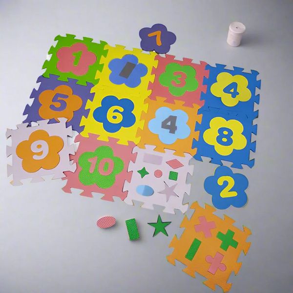 MULTICOLOR NUMERICAL PUZZLE MAT - 12 PCS