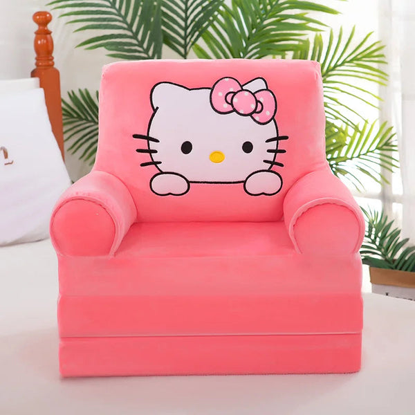2 IN 1 FOLDABLE BABY SOFA-SEATER FOR KIDS - KITTY
