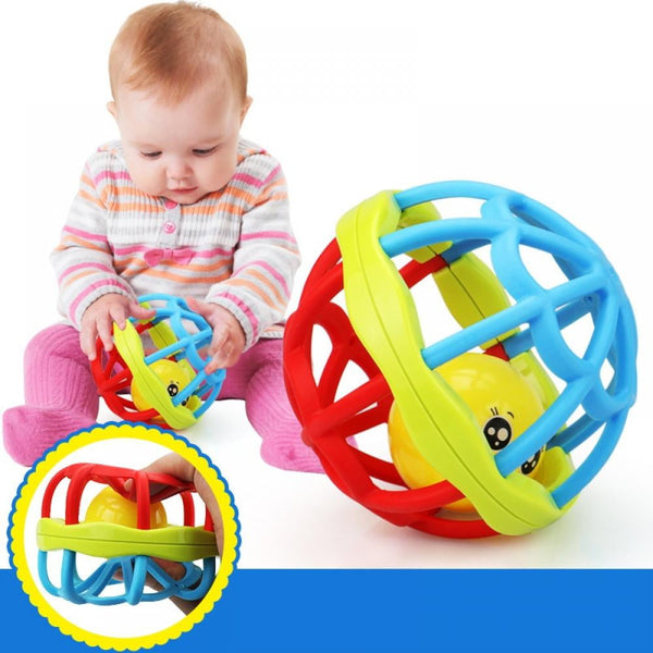 SOFT RUBBER ROLLING SILICON TEETHER BALL TOY FOR KIDS